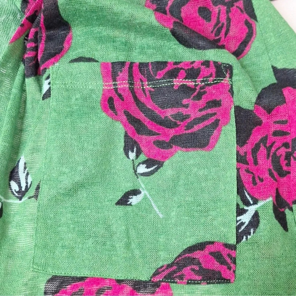 G by Giuliana Duster Topper Open Cardigan w/ pockets -Green Floral Medium PETITE - Picture 5 of 8